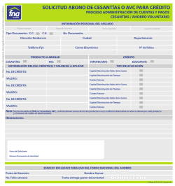 solicitud abono de cesant&iacute;as o avc para cr&eacute;dito