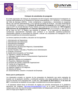 Convocatoria al Coloquio - ACACIA 2017| UNIVA Vallarta