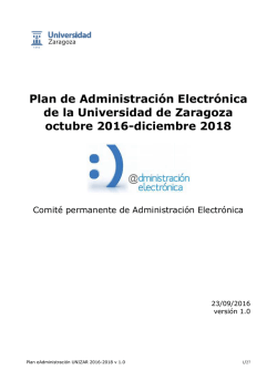 Plan de Administraci&oacute;n Electr&oacute;nica de la Universidad de Zaragoza