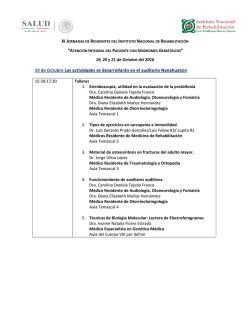 19 de Octubre Las actividades se desarrollar&aacute;n en el auditorio