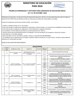 sedes de aplicaci&oacute;n paes 2016