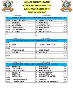 OXNARD SOCCER LEAGUE SCHEDULE/ PROGRAMACION JORN