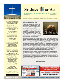 OCTOBER 2 &bull; ST. JOAN OF ARC &bull; 1 OCTOBER 2, 2016