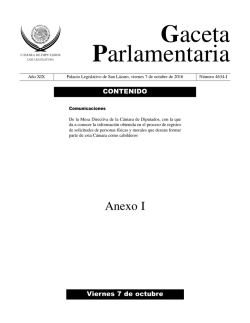 Anexo I - Gaceta Parlamentaria, C&aacute;mara de Diputados