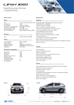 Especificaciones t&eacute;cnicas y equipamiento.