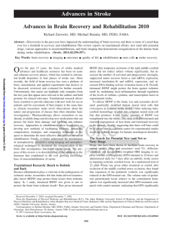 Advances in Stroke Advances in Brain Recovery and Rehabilitation