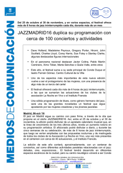 JAZZMADRID16 duplica su programaci&oacute;n con cerca de 100