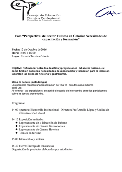 Foro &ldquo;Perspectivas del sector Turismo en Colonia