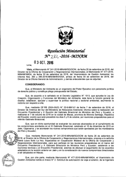 Resoluci&oacute;n Ministerial N&deg; 282-2016-MINAM