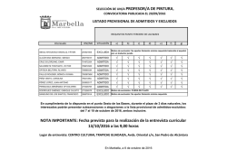 listado provisional admitidos y excluidos profesor