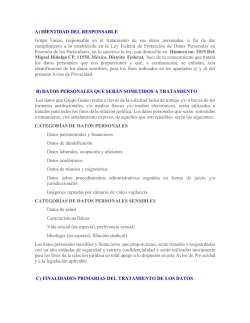 A) IDENTIDAD DEL RESPONSABLE Grupo Gu&iacute;as