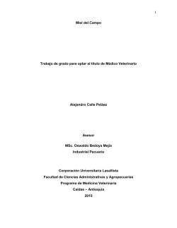 Miel del Campo Trabajo de grado para optar al t&iacute;tulo de M&eacute;dico