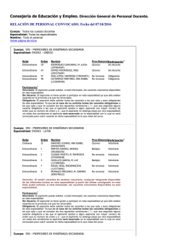 Relaci&oacute;n completa de plazas