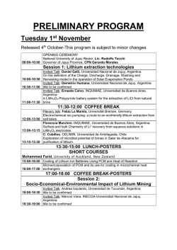 PRELIMINARY PROGRAM 4th October