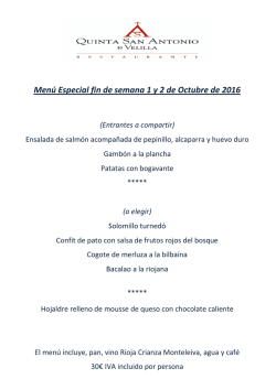 Men&uacute; - Quinta San Antonio de Velilla