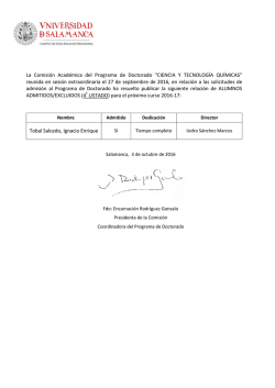 La Comisi&oacute;n Acad&eacute;mica del Programa de Doctorado &ldquo;CIENCIA Y