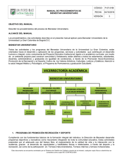 MANUAL DE PROCEDIMIENTOS DE BIENESTAR
