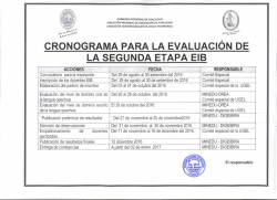 CRONOGRAMA PARA LA EVALUACION DE LA SEGUNDA ETAPA