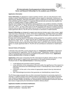 IFK Internationales Forschungszentrum Kulturwissenschaften Senior