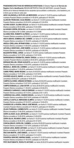 Posesiones Efectivas de Herencias Intestadas Extracto N&deg;109-2016
