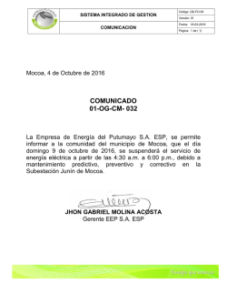 comunicado... - Empresa de Energ&iacute;a del Putumayo
