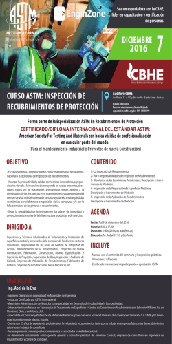 Inspecci&oacute;n de Recubrimientos de Protecci&oacute;n 07-12-2016 al 09