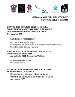 SEMANA MUNDIAL DEL ESPACIO 4 al 10 de octubre de 2016 Av