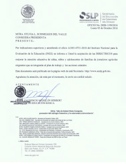 Oficio de Aceptaci&oacute;n de Directrices para mejorar la Atenci&oacute;n