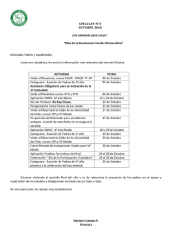 CIRCULAR N&deg;8 OCTUBRE 2016 &iexcl;Un ambiente para crecer! &ldquo;Mes