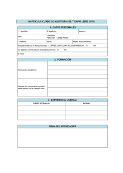 matricula curso de monitor/a de tiempo libre 2016 1. datos