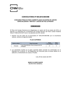 convocatoria n&ordm; 005-2016-sn/cnm