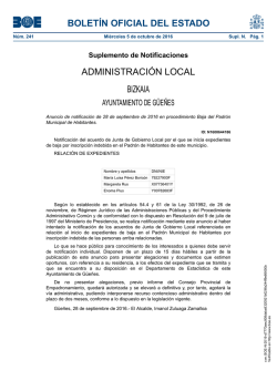 Anuncio de notificaci&oacute;n de 28 de septiembre de 2016 en