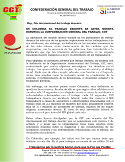 Trabajamos por la Justicia Social, para que la Paz sea