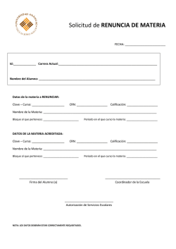 Solicitud de RENUNCIA DE MATERIA