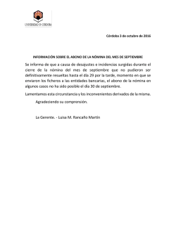 iNFORMACI&Oacute;N SOBRE LA N&Oacute;MINA DEL MES DE SEPTIEMBRE