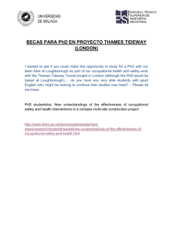 BECAS PARA PhD EN PROYECTO THAMES TIDEWAY (LONDON)