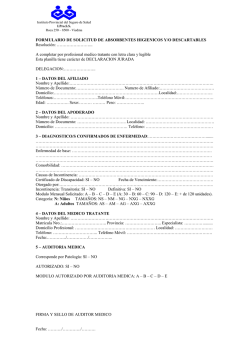 Solicitud de absorbentes higienicos y/o