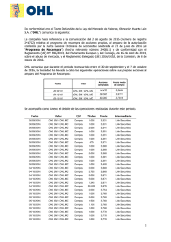 (&ldquo;OHL&rdquo;) comunica l