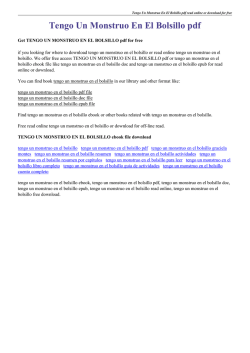 Tengo Un Monstruo En El Bolsillo pdf