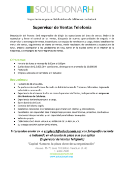 Supervisor de Ventas Telefon&iacute;a