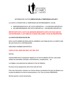 informaci&oacute;n cuotas ​ni&ntilde;os escuela temporada 2016-2017