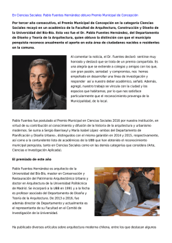 Pablo Fuentes Hern&aacute;ndez obtuvo Premio Municipal de Concepci&oacute;n