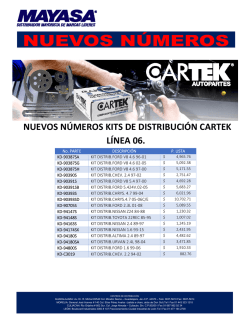 NUEVOS N&Uacute;MEROS KITS DE DISTRIBUCI&Oacute;N CARTEK L&Iacute;NEA 06.
