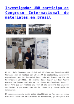 Investigador UBB participa en Congreso Internacional de