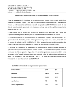 CALCULO DE CARGA DE CAMARAS Y T&Uacute;NELES CONGELACI&Oacute;N