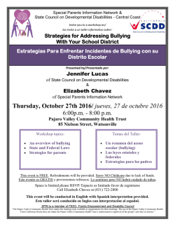 Thursday, October 27th 2016 - Special Parents Information Network