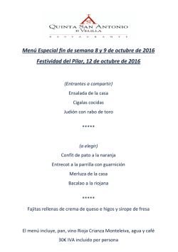 Men&uacute; - Quinta San Antonio de Velilla