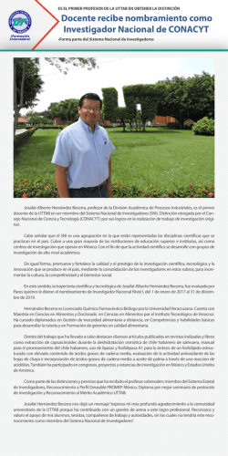 Docente recibe nombramiento como Investigador Nacional de