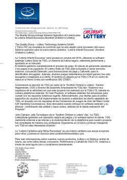 The Quality Group &ndash; Lottery Technology Systems GmbH (&ldquo;TQG