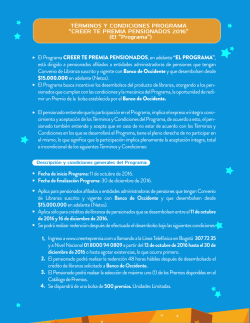 El Programa CREER TE PREMIA PENSIONADOS, en adelante &ldquo;EL